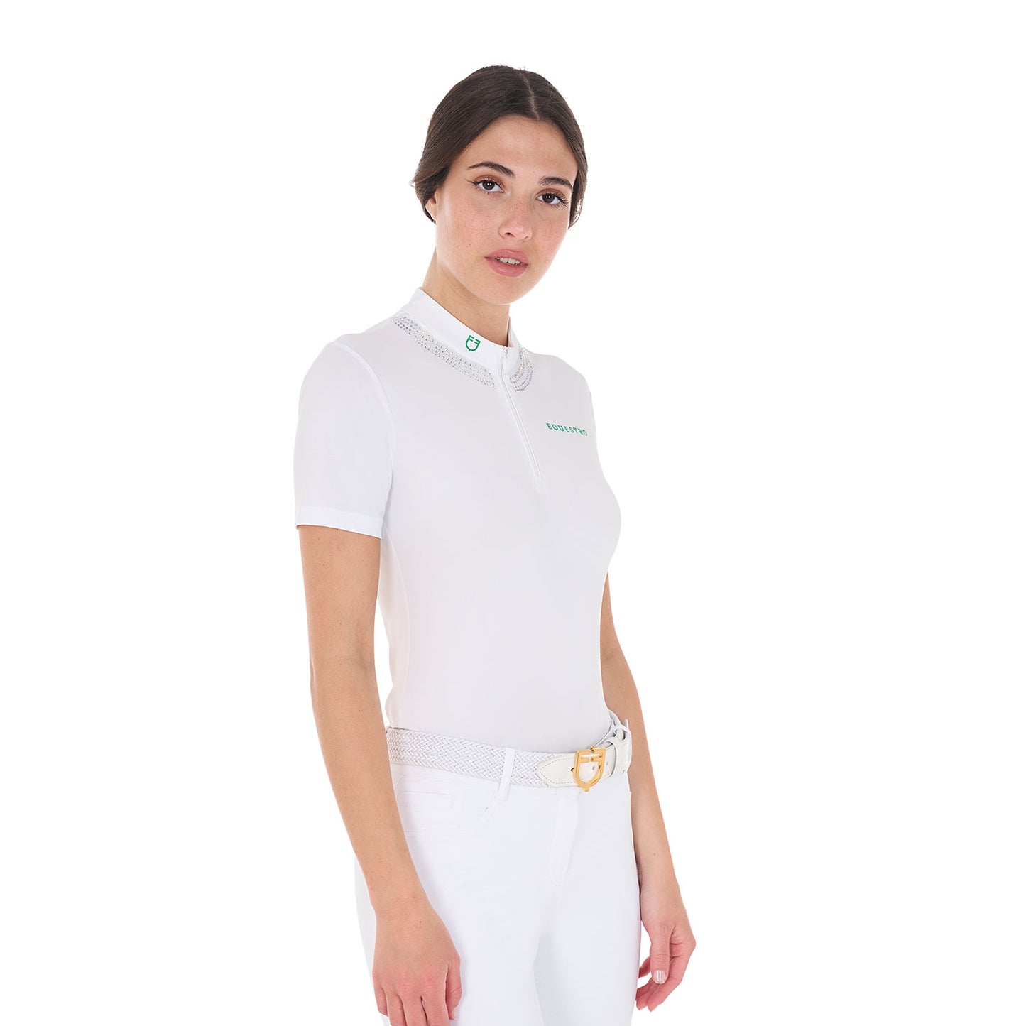 Equestro - polo compétition slim fit col strass