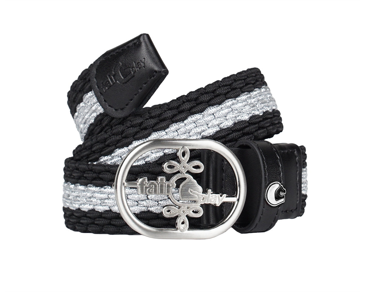 Ceinture élastique Fair Play HILL STRIPES 2.0 – Noir / Argent