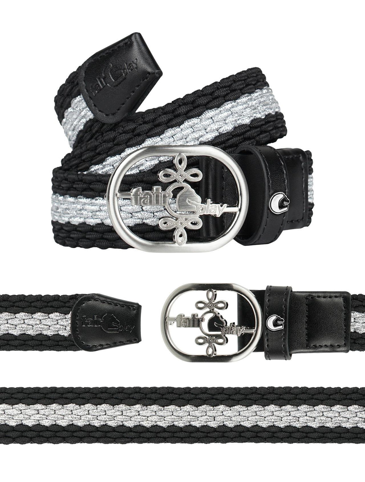 Ceinture élastique Fair Play HILL STRIPES 2.0 – Noir / Argent