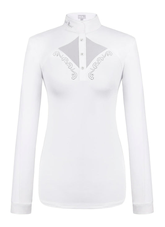 Polo de concours CATHRINE manches longues - Blanc