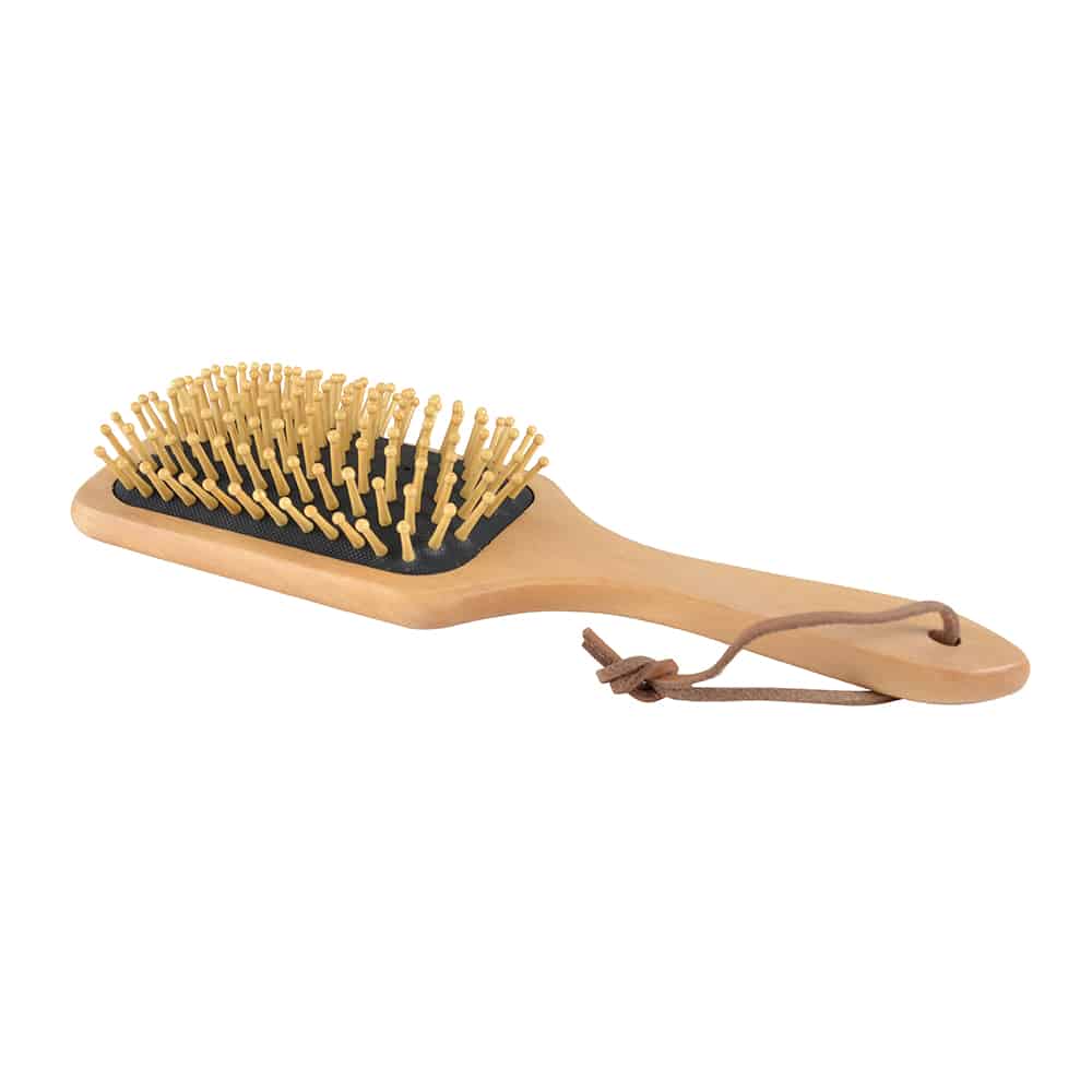 Borstiq Brosse à crinière et à queue avec dos en bois et picots en caoutchouc, démêlage, confort maximal