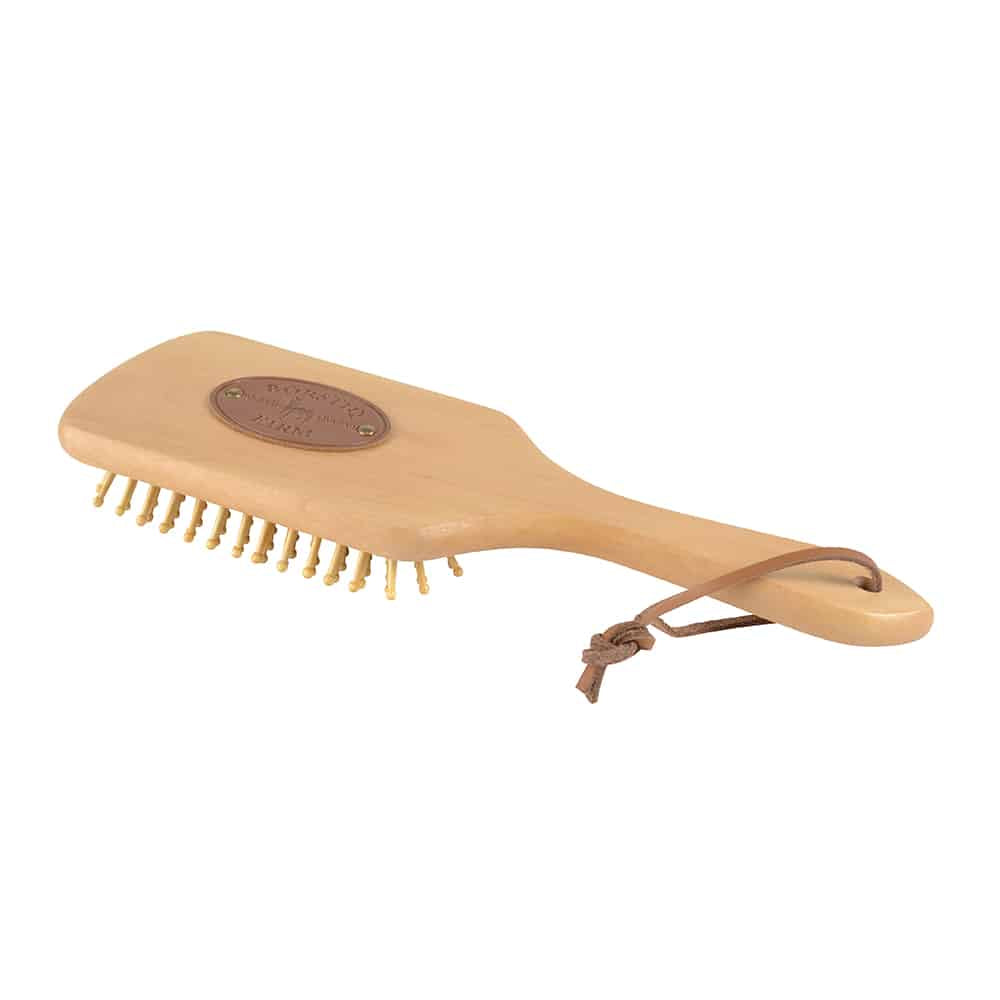 Borstiq Brosse à crinière et à queue avec dos en bois et picots en caoutchouc, démêlage, confort maximal