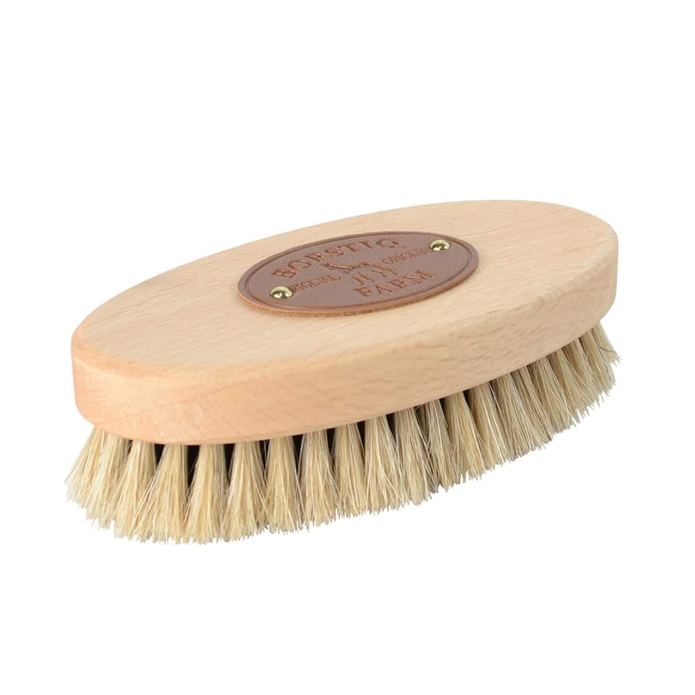 Borstiq Petite brosse pour la tête en crin de cheval, tête et zones sensibles, brosse de finition
