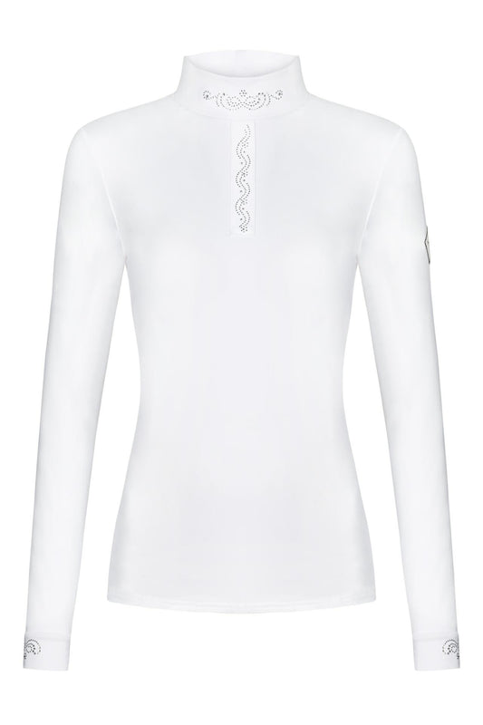 Polo de concours col montant MEREDITH CHIC - Blanc