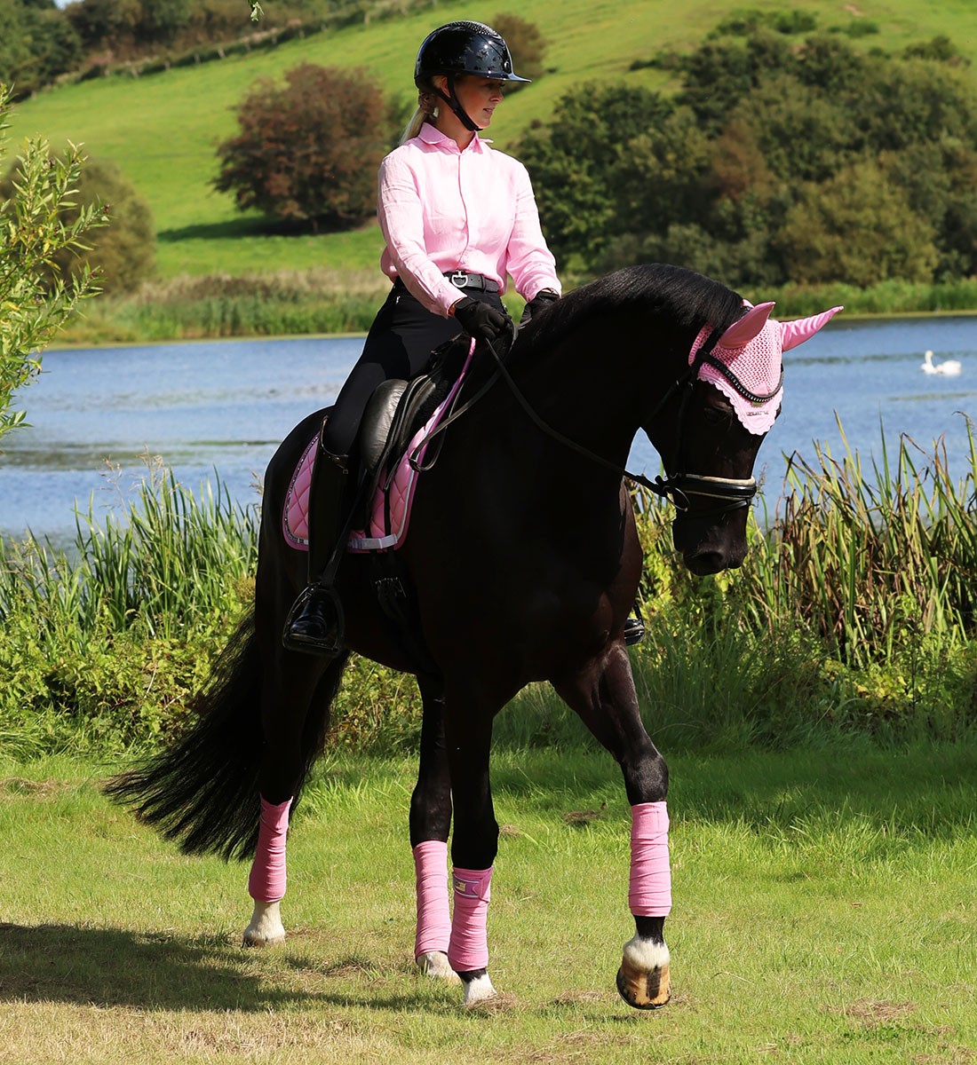 RiderByHorse - tapis platinum stone  - begonia pink