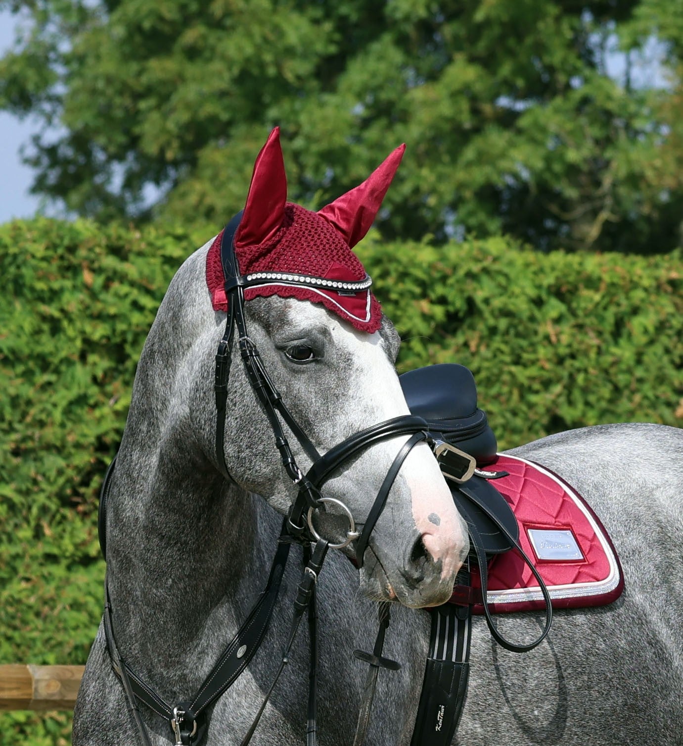 RiderByHorse - bonnet platinum - beet red