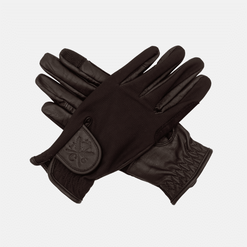 16C Gants d'équitation Classic Performance, paume en cuir, mesh extensible
