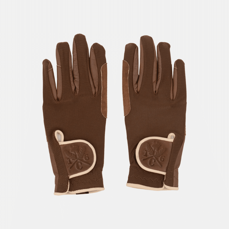 16C Gants d'équitation Classic Performance, paume en cuir, mesh extensible