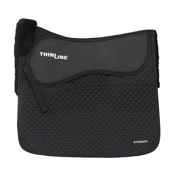 ThinLine Tapis de dressage en laine, dégage le garrot, absorbe 95% des chocs, compatible avec des cales, réduit les mouvements du cavalier