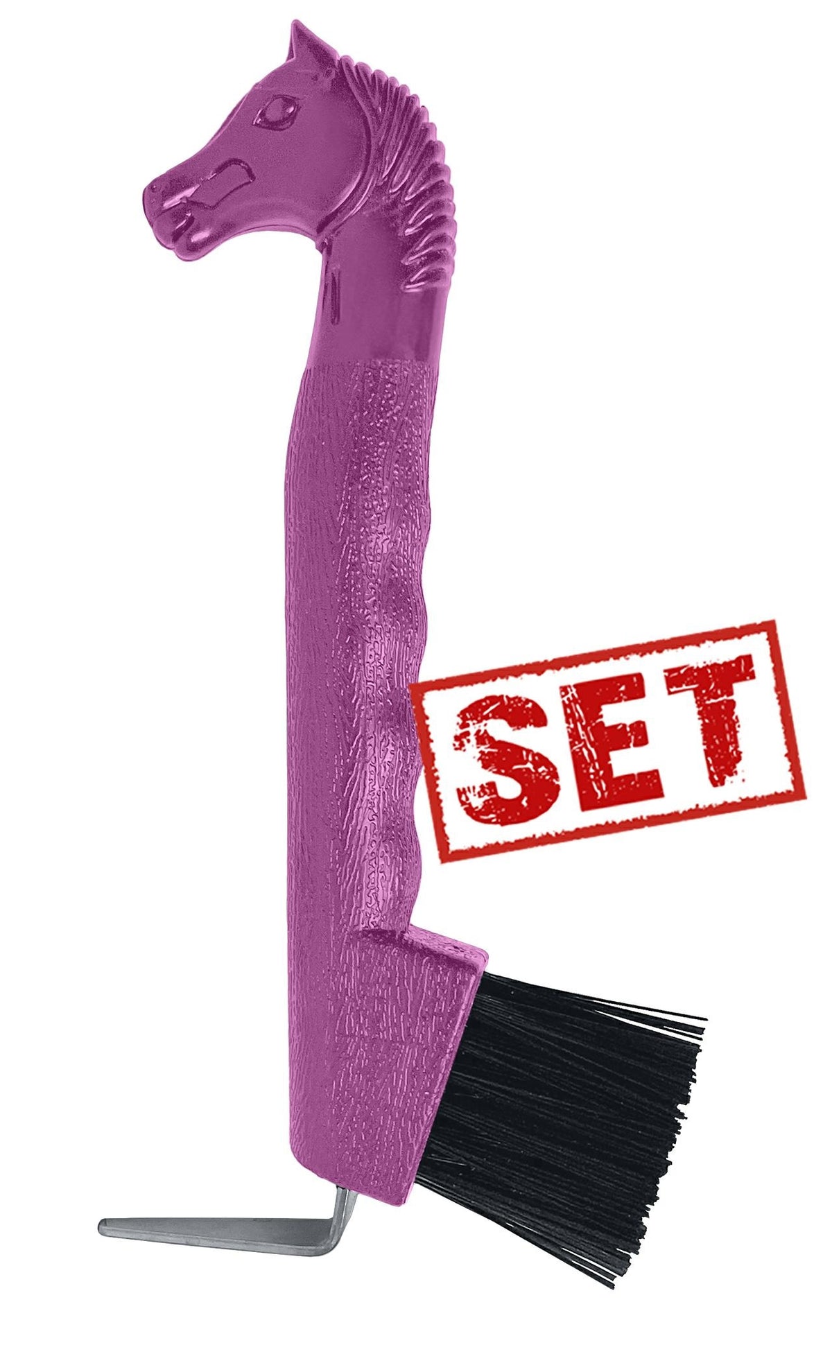 Cure-pied avec brosse tête de cheval Fair Play – Fuchsia