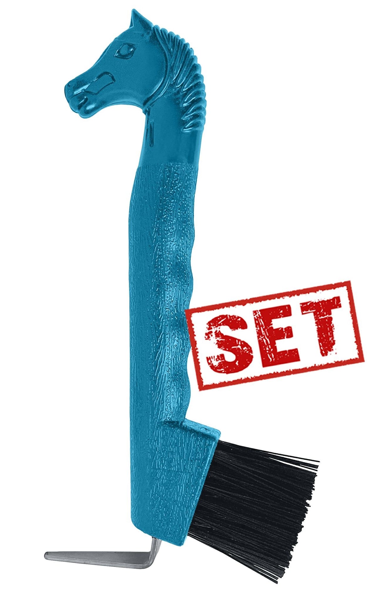 Cure-pied avec brosse tête de cheval Fair Play – Turquoise