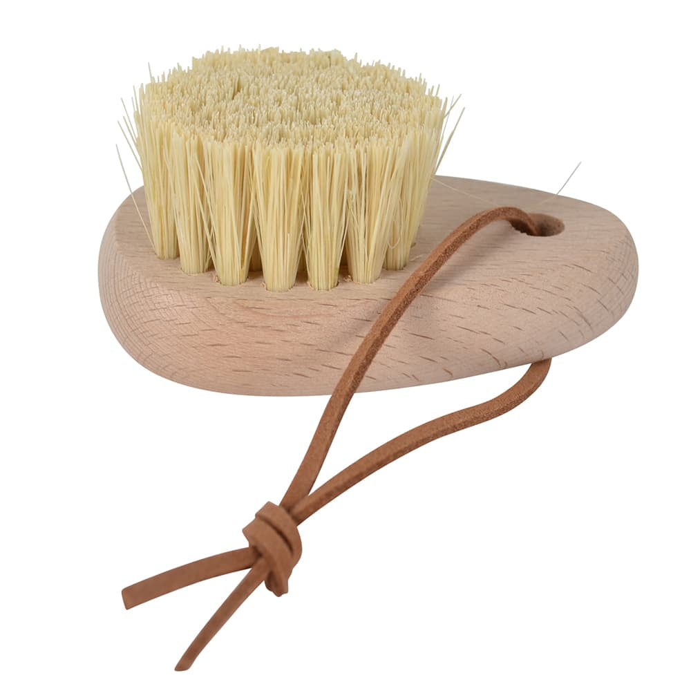 Borstiq Mini-brosse pour chaussures et sabots en Mex fiber avec poignée en cuir, nettoyage efficace, compacte
