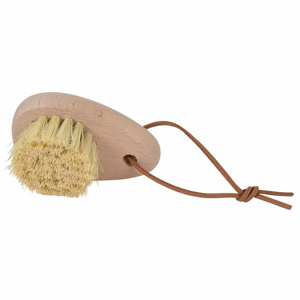 Borstiq Mini-brosse pour chaussures et sabots en Mex fiber avec poignée en cuir, nettoyage efficace, compacte