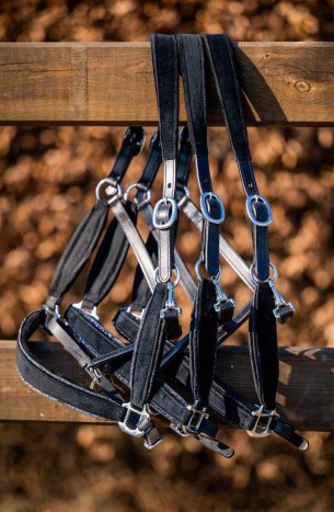 HB - Licol velvet cuir et strass - 3 coloris