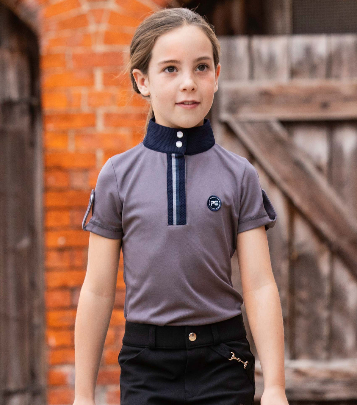 Mini Amia Girl's technique à manches courtes haut d’équitation