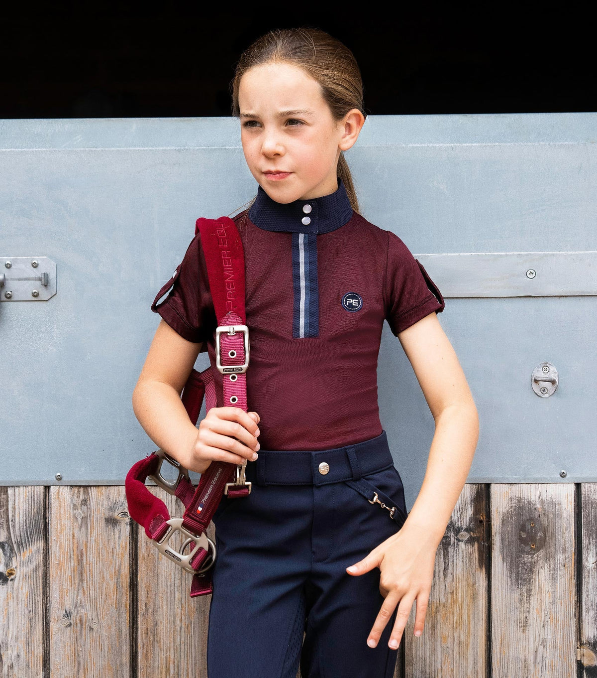Mini Amia Girl's technique à manches courtes haut d’équitation