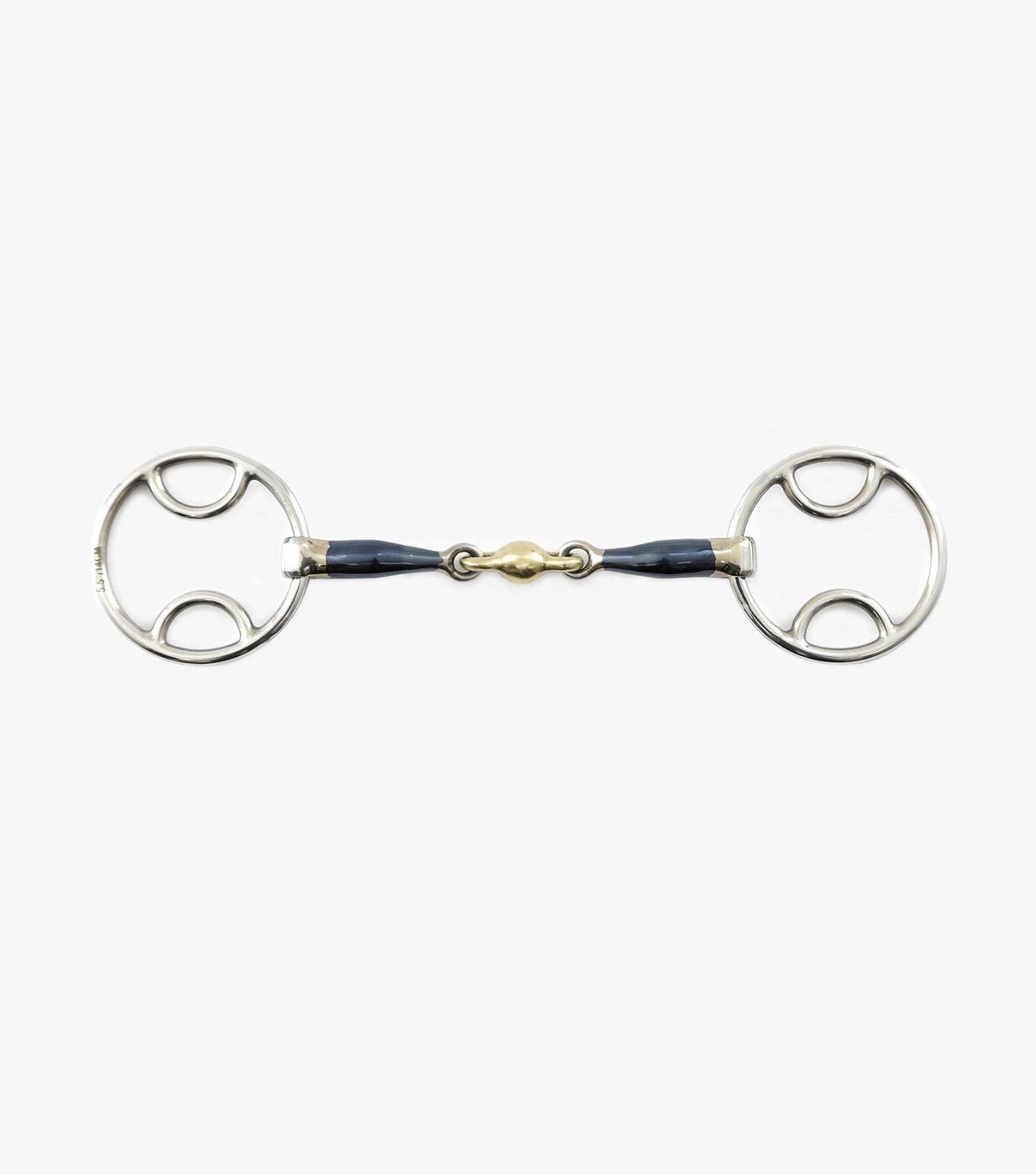 Mors Bevel Sweet Iron bleu avec olive centrale en alliage de laiton