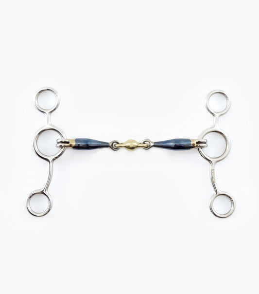 Mors Tom Thumb Sweet Iron bleu avec olive centrale en alliage de laiton