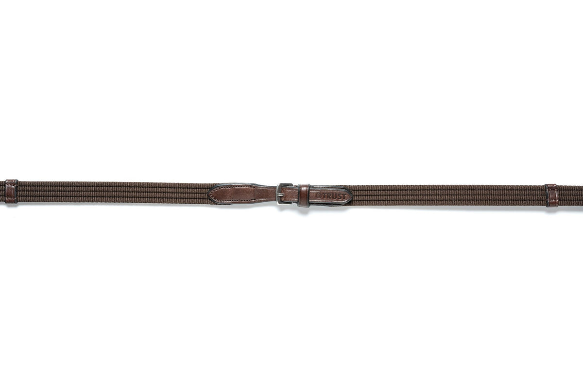 TRUST Deauville 5/8inch Web reins 9 stops – Marron/Argent
