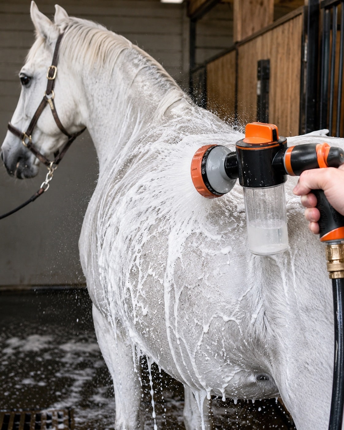 Pistolet de lavage pour chevaux, réservoir de savon intégré, utilisation à une main