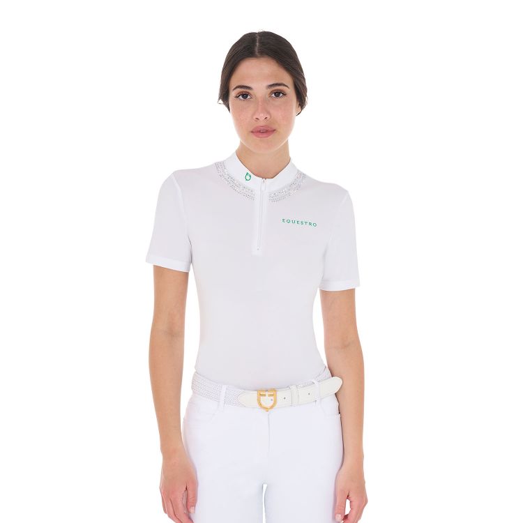 Equestro - polo compétition slim fit col strass