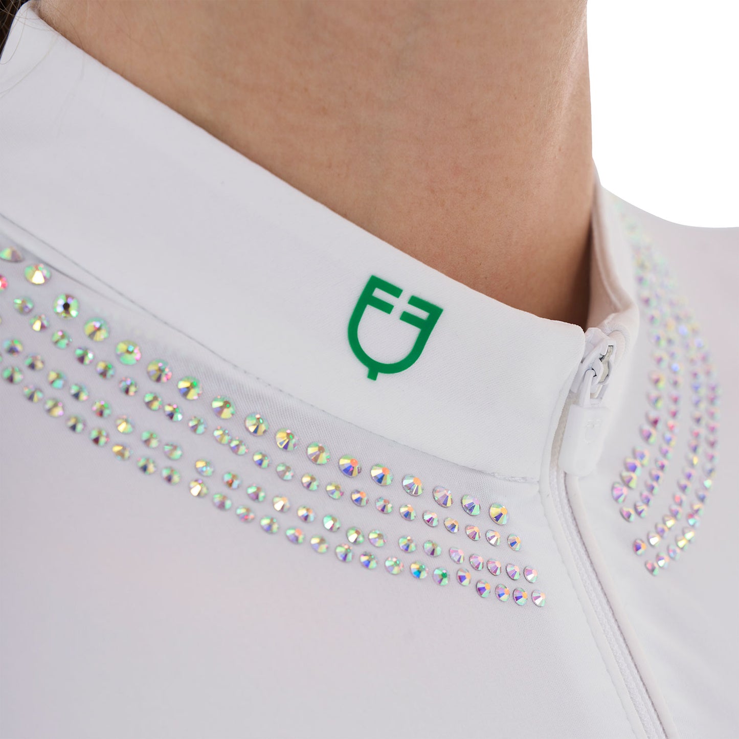 Equestro - polo compétition slim fit col strass