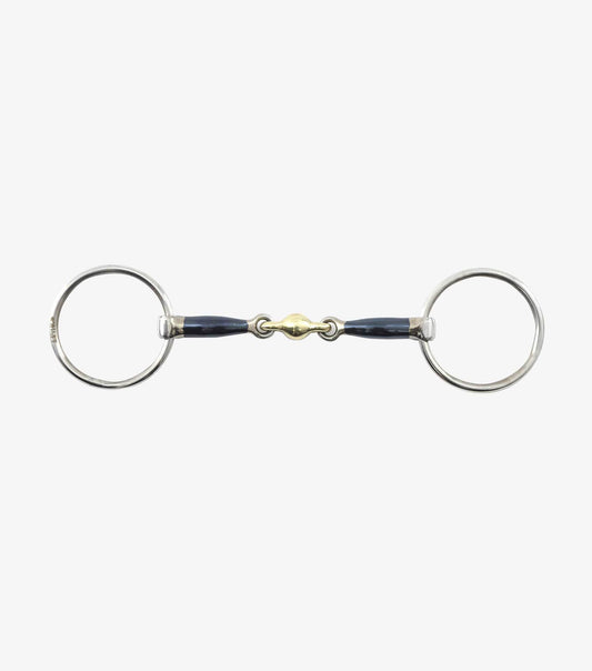 Mors simple Sweet Iron bleu à anneaux libres avec olive centrale en alliage de laiton