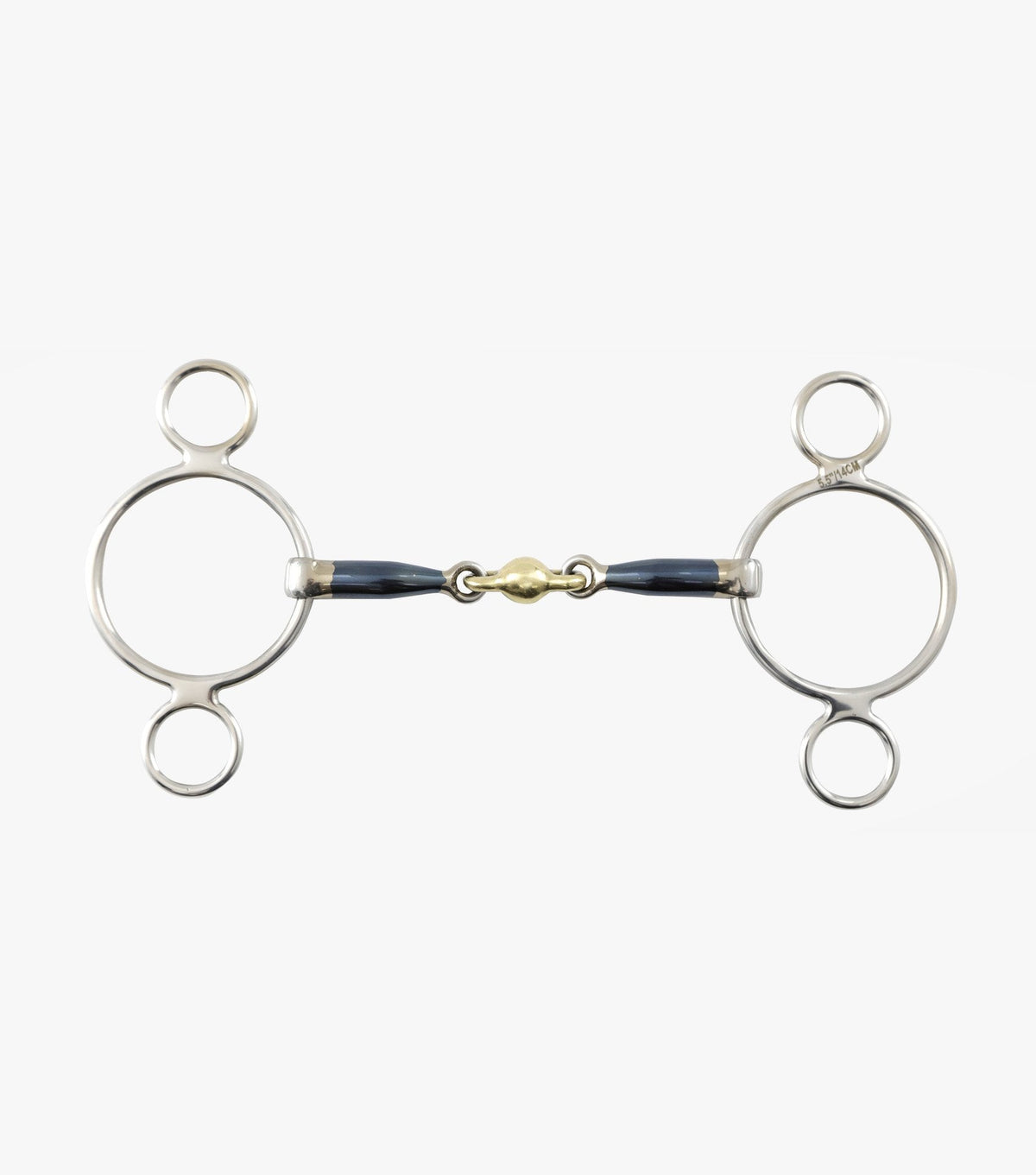 Mors releveur 2 anneaux Sweet Iron bleu avec olive centrale en alliage de laiton