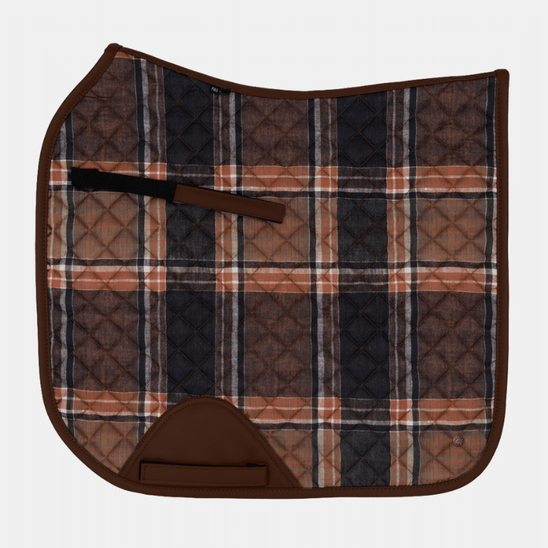 16C Tapis de dressage Heritage Check, respirant, évacue l'humidité, bordure en cuir végan