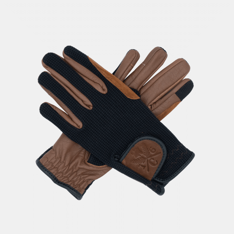 16C Gants d'équitation Classic Performance, paume en cuir, coton extensible