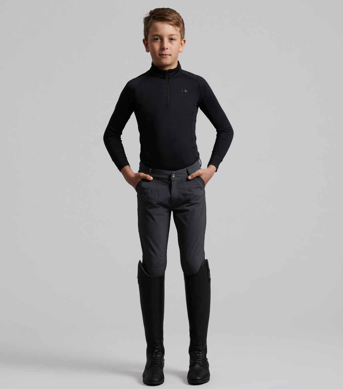 Gando Boys Gel Knee Pantalon d’équitation Grey