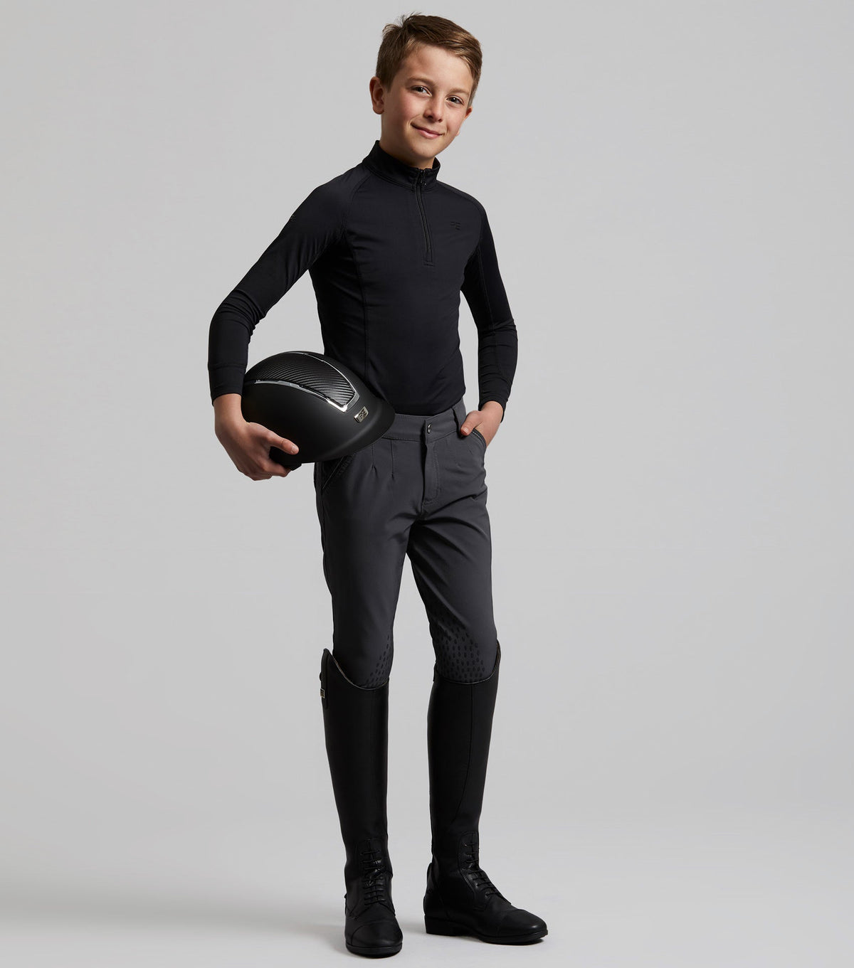 Gando Boys Gel Knee Pantalon d’équitation Grey